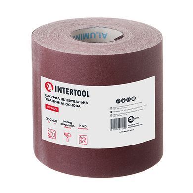 Шлифовальная шкурка на тканевой основе К120, 20 cм x 50 м INTERTOOL BT-0721