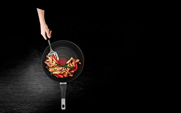 Сковорода Tefal Unlimited ВОК, 28см, покриття Titanium Extra, алюм., індукція, Thermo-Spot, чорний