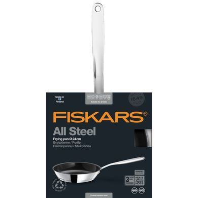 Сковорода Fiskars All Steel, 24см, покрытие Сeratec, нерж.сталь, индукция