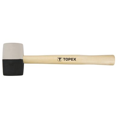 Киянка резиновая TOPEX, черно-белая, обух 450 г, диаметр обуха 58 мм, рукоятка деревянная, 338 мм