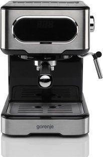 Кавоварка Gorenje ріжкова 1.5л, мелена, ручний капучинатор, нерж
