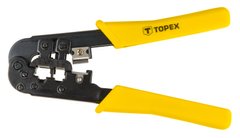Клещи обжимные TOPEX, для обжима телефонных наконечников 6P, 8P, держатель прорезиненный, 185 мм.