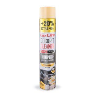 Поліроль для панелі приладів CarLife Cockpit Cleaner EXTRA MAT Ваніль, 750мл