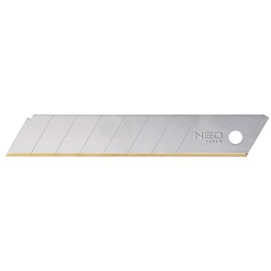 Лезвие сегментированное Neo Tools, 18мм, толщина 0.5мм, край с титановым покрытием, 10шт.
