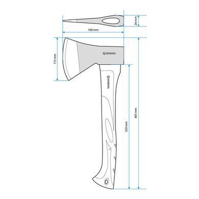 Топор 800 г, ручка из фибергласса INTERTOOL HT-0262