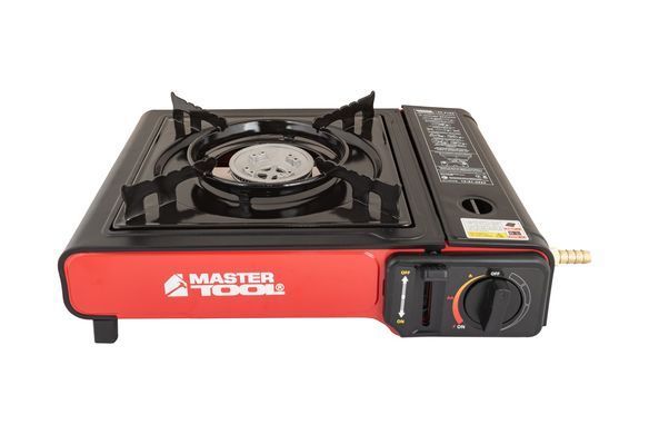 Плита портативная газовая MASTERTOOL с пьезоподжигом в пластиковом кейсе 2.4 кВт 145 г/час 42 Bar G30/G31 I3В/P (50) 44-5102