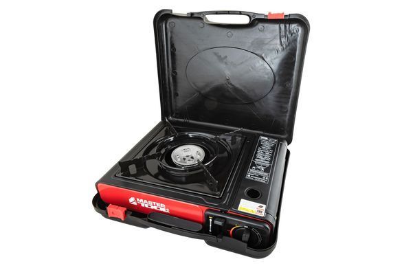 Плита портативная газовая MASTERTOOL с пьезоподжигом в пластиковом кейсе 2.4 кВт 145 г/час 42 Bar G30/G31 I3В/P (50) 44-5102