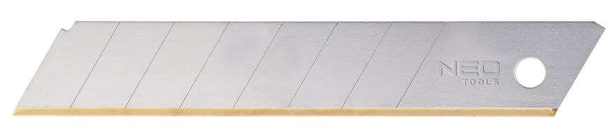 Лезвие сегментированное Neo Tools, 18мм, толщина 0.5мм, край с титановым покрытием, 10шт.