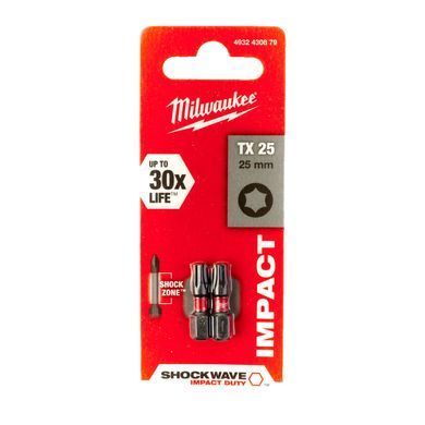 Біта SHOCKWAVE MILWAUKEE, TX25, 25мм, (2шт)