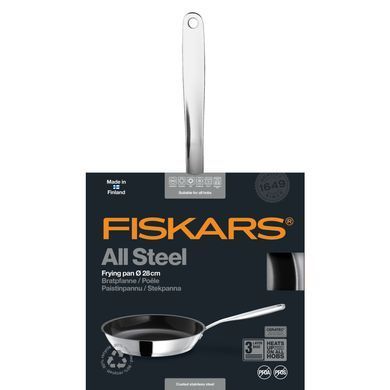 Сковорода Fiskars All Steel, 28см, покриття Сeratec, нерж.сталь, індукція