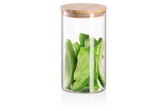 Банка для хранения Ardesto Midori, 760мл, стекло, бамбук, круглый, прозрачный