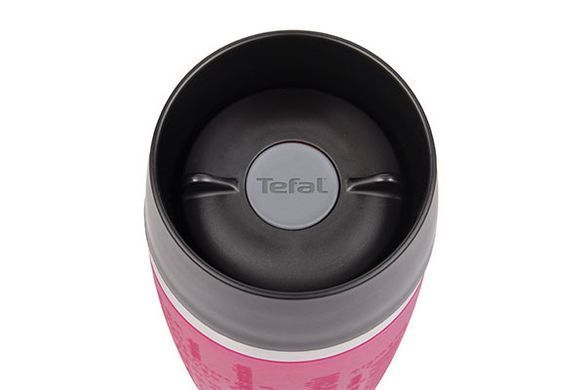 Термочашка Tefal Travel Mug, 360мл, діам60, t хол. 8г, гар.4г, нерж.сталь+пластик, малиновий