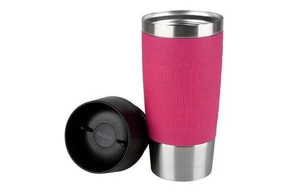 Термочашка Tefal Travel Mug, 360мл, діам60, t хол. 8г, гар.4г, нерж.сталь+пластик, малиновий