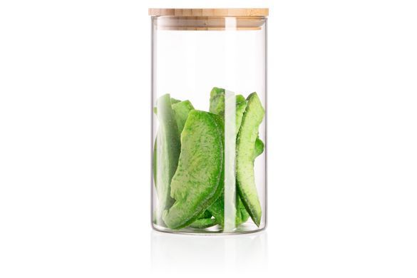 Банка для хранения Ardesto Midori, 760мл, стекло, бамбук, круглый, прозрачный
