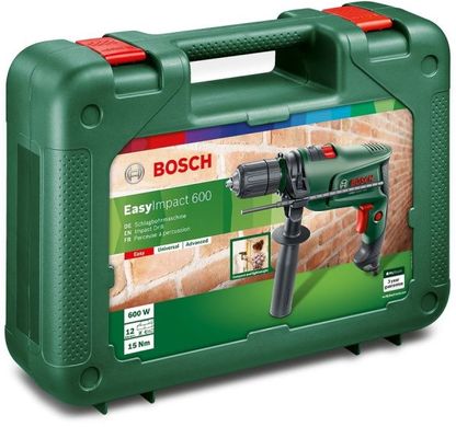 Дрель ударная Bosch EasyImpact 600, 600Вт, ШЗП, 3000 об/мин, 1.7 кг, кейс