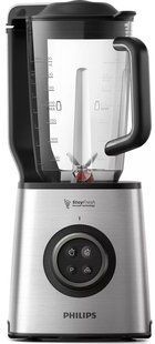 Блендер PHILIPS стационарный Avance Collection, 1400Вт, чаша-2200мл, стекло, дорожный стакан, черно-серебряный