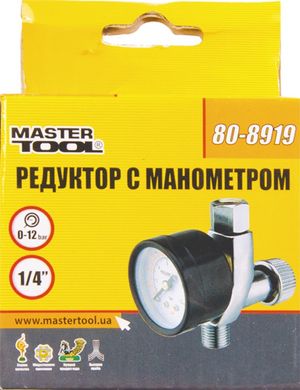 Редуктор с манометром для краскопульта MASTERTOOL 0-12 бар металлический 1/4" 80-8919