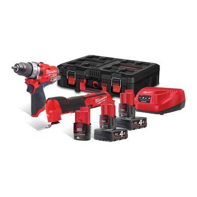 Набір з 2 інструментів акумуляторних безщіткових MILWAUKEE M12 FPP2AX-423P (зарядний пристрій С12 С, 2 акумулятори М12 В4 4Аг, 1