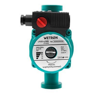 Насос циркуляционный 100Вт Hmax 6м Qmax 50л/мин &Oslash;1 1/2" 180мм &Oslash;1 WETRON LР325&ndash;4/180С (774332)