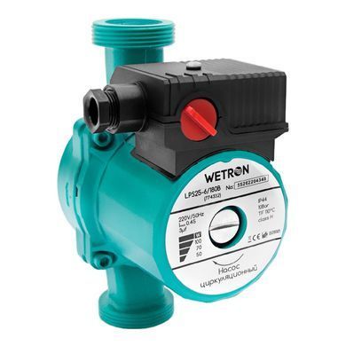 Насос циркуляционный 100Вт Hmax 6м Qmax 50л/мин &Oslash;1 1/2" 180мм &Oslash;1 WETRON LР325&ndash;4/180С (774332)