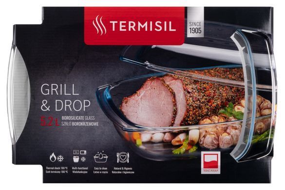 Форма для запекания Termisil с крышкой, прямоугольная, Grill & Drop System 5,2л