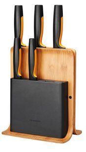 Набор ножей Fiskars Functional Form с бамбуковой подставкой, 5 шт.