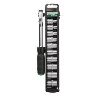 Набір головок 10 од., 8-19 мм, 1/2", рукоятка з храповим механізмом INTERTOOL ET-6013