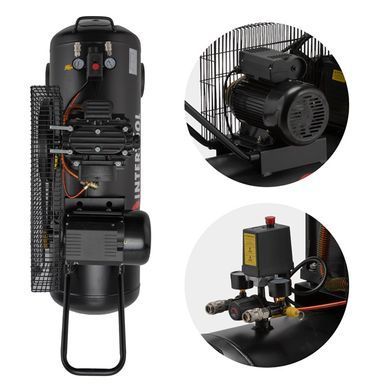 Компрессор 100л, 1.8кВт, 220В, 10атм, 250л/мин INTERTOOL PT-0012