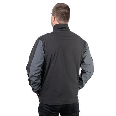Куртка SOFTSHELL темно сіро-чорна, тришарова, тканина - стрейч 300 GSM 100D, з водо- і&nbsp;вітрозахистом,&nbsp;розмір XXL INTERTOOL SP-3135