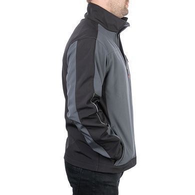 Куртка SOFTSHELL темно сіро-чорна, тришарова, тканина - стрейч 300 GSM 100D, з водо- і&nbsp;вітрозахистом,&nbsp;розмір XXL INTERTOOL SP-3135