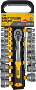 Набір насадок торцевих MASTERTOOL CRV 3/8" 6-24 мм подовжувач 150 мм тріскачка 72Т 21 шт 78-3821