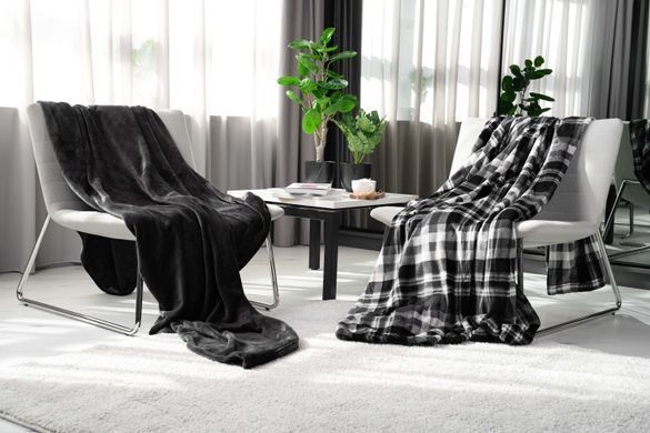 Плед Ardesto Flannel, 200х220см, клітинка сіра, 100% поліестер