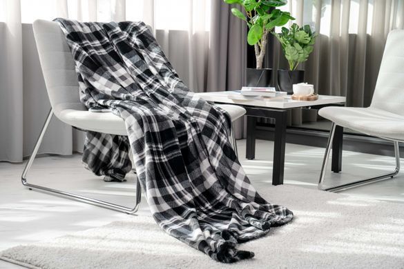 Плед Ardesto Flannel, 200х220см, клітинка сіра, 100% поліестер
