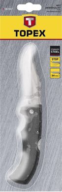 Нож складной TOPEX, фиксатор, лезвие 90 мм, держатель прорезиненный, 210 мм.