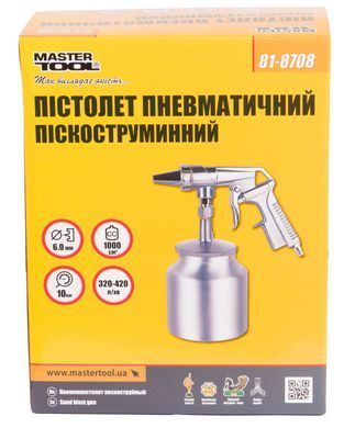 Пистолет пескоструйный MASTERTOOL &Oslash;6 мм конус 320-420 л/мин 10 бар НБ 1000 мл 81-8708