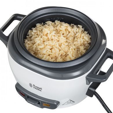 Рисоварка Russell Hobbs, 200Вт, чаша-0,7л, механічне керування, знімна кришка, нерж. сталь, чорно-біла
