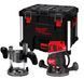 Фрезер аккумулятрный кромочный MILWAUKEE, M18 FR12KIT-0P (цанги 8мм и 12мм, боковой упор, опорная плита, гаечный ключ, труба для удаления пыли и погружная основа. кейс PACKOUT)
