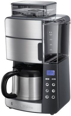 Кофеварка Russell Hobbs капельная Grind and Brew 1л, молотая, LED-дисплей, серебристо-черный