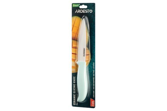 Нож керамический слайсерный Ardesto Fresh 24.5 см, голубой тифани, керамика/пластик