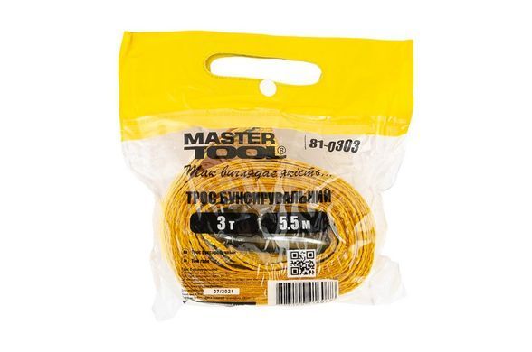 Трос буксирувальний MASTERTOOL 3 т 5.5 м 50 мм поліестер 81-0303
