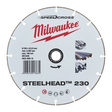 Диск алмазний Speedcross STEELHEAD 230 MILWAUKEE, діаметр 230мм, (метал, нержавійка)