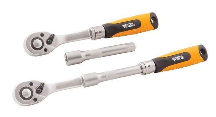 Набор насадок торцевых MASTERTOOL PROFI CrV 1/2" 10-24 мм удлиняющаяся трещотка 72Т 12 шт (ракетка) 78-1213