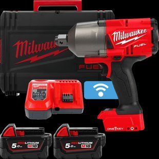 Гайковерт аккумуляторный бесщеточный 3/4'' MILWAUKEE, M18 ONEFHIWF34-502X, 2034Нм, с кольцом (зарядное устройство M12-18 FC, 2 аккумулятора М18 В5 5Ач, HD кейс)