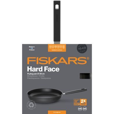 Сковорода Fiskars Hard Face, 30см, покрытие Hardtec Superior, алюм., индукция, черный