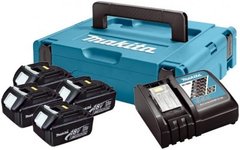Набор аккумуляторов + зарядное устройство для Makita 197954-1, LX BL1830 x 4шт (18В, 3Ач) + DC18RC, кейс Makpac1