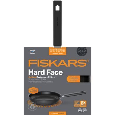 Сковорода Fiskars Hard Face, 24см, покриття Optiheat, алюм., індукція, чорний