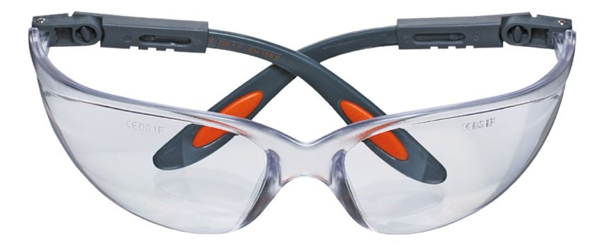 Очки защитные Neo Tools противоосколочные, нейлоновые скобки, регулировка длины и угла душек, стойкие к царапинам, прозрачный