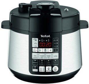 Мультиварка-скороварка Tefal, 1000Вт, чаша-4,8л, кнопочное управление, пластик/металл, черный-металл