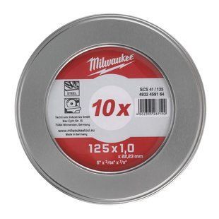 Диск відрізний по металу MILWAUKEE, SCS 41/125х1,5 PRO+, діаметр 125мм, (10шт) металевий футляр