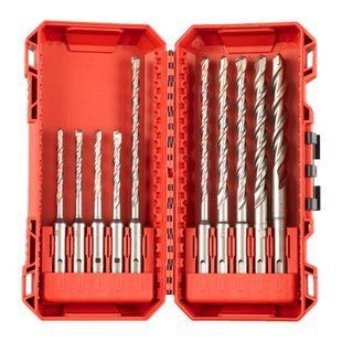 Набір бурів SDS-PLUS M2 PACKOUT MILWAUKEE, (діаметр 5/5/6/6/ 6/6/8/8/10мм) (10шт) пластиковий кейс